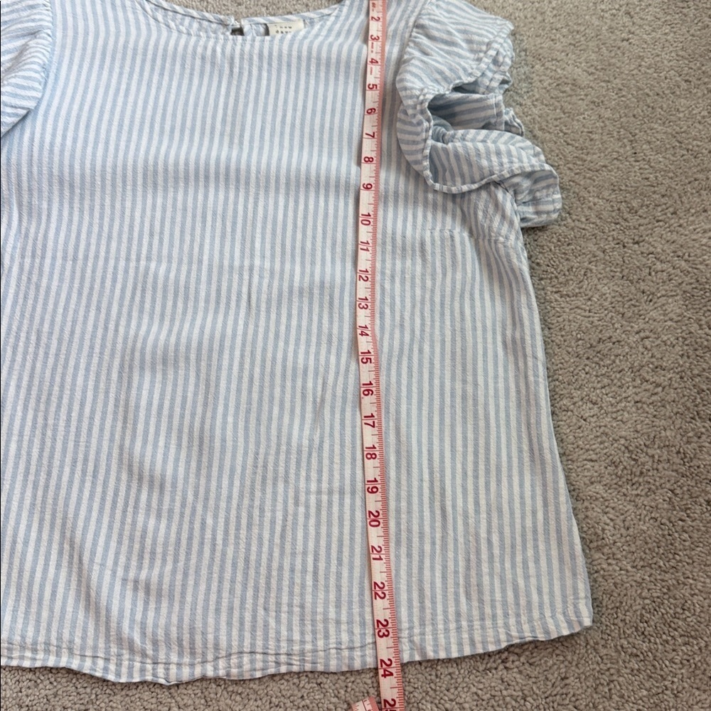 A New Day Light Blue and White Striped Blouse Size L - Picture 6 of 7